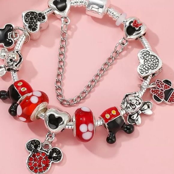 Disney Charm Bracelet Mickey & Minnie Pandora Style Collector's Piece - Picture 4 of 10
